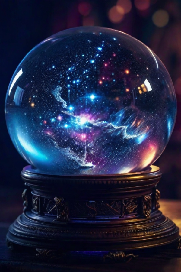 Eine magische Kristallkugel zum vorhersagen der Zukunft. Ein magischer Gegenstand aus Fantasy-Geschichten.